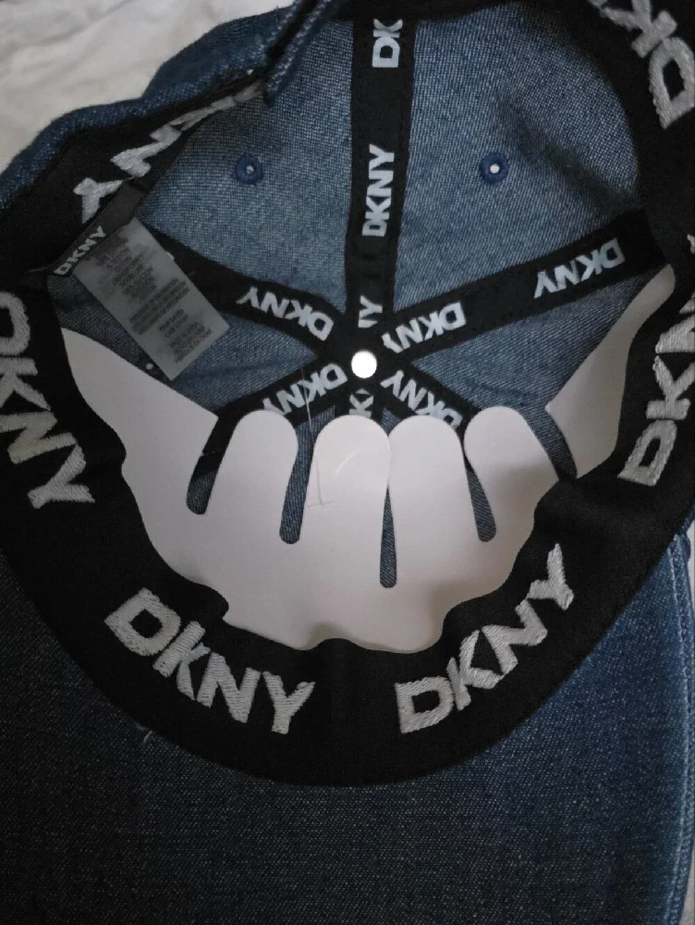 DKNY Denim Patch Cap - Blue with Green, Yellow & Black Accents